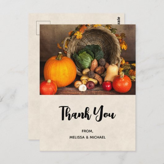 感謝祭テーブル豊作ありがとう ポストカード (正面/裏面)