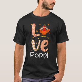 感謝祭テーマラブポッピハッピーターキーデイタ Tシャツ