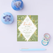 感謝祭ディナエレガントー金ゴールド葉グリーンリー チラシ (シングル)