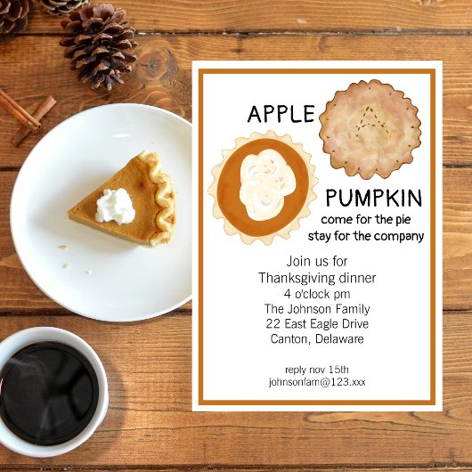 感謝祭ディナーとパイ 招待状