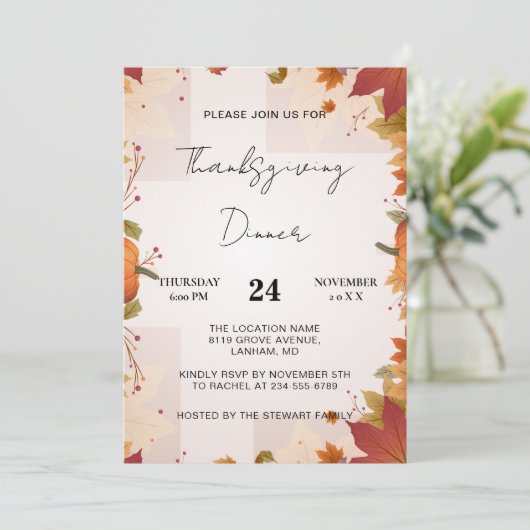 感謝祭ディナーウェルカムファミリートルコ秋 招待状 (スタンド正面)