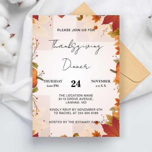 感謝祭ディナーウェルカムファミリートルコ秋 招待状