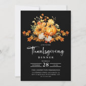 感謝祭ディナーウォーターカラーオータムカボチャ 招待状 (正面)