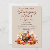 感謝祭ディナーウォーターカラーターキー、カボチャ 招待状 (正面)
