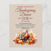 感謝祭ディナーウォーターカラートルコ招待状 シーズンポストカード (正面)
