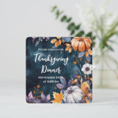 感謝祭ディナーウォーターカラーパンプキンス招待状 セーブザデート (スタンド正面)