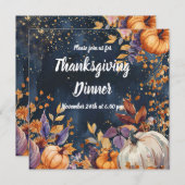 感謝祭ディナーウォーターカラーパンプキンス招待状 招待状 (正面/裏面)