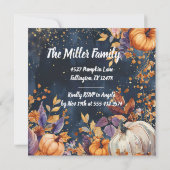 感謝祭ディナーウォーターカラーパンプキンス招待状 招待状 (裏面)