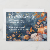 感謝祭ディナーウォーターカラーパンプキンス招待状 招待状 (裏面)