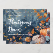 感謝祭ディナーウォーターカラーパンプキンス招待状 招待状 (正面/裏面)