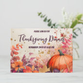 感謝祭ディナーウォーターカラーパンプキンス招待状 招待状 (スタンド正面)