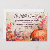 感謝祭ディナーウォーターカラーパンプキンス招待状 招待状 (裏面)