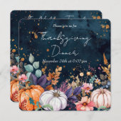 感謝祭ディナーウォーターカラーパンプキンス招待状 招待状 (正面/裏面)