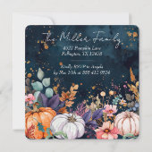 感謝祭ディナーウォーターカラーパンプキンス招待状 招待状 (裏面)