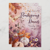 感謝祭ディナーウォーターカラーパンプキンス招待状 招待状 (正面/裏面)