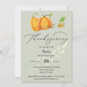 感謝祭ディナーウォーターカラーパンプキンデュオリーブI 招待状 (正面)