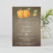 感謝祭ディナーウォーターカラーパンプキンデュオ金ゴールド 招待状 (スタンド正面)