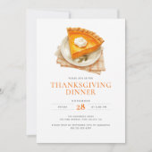 感謝祭ディナーウォーターカラーパンプキンパイ&プレイド 招待状 (正面)