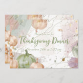 感謝祭ディナーウォーターカラーパンプキン招待状 招待状 (正面/裏面)