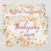 感謝祭ディナーウォーターカラーパンプキン招待状 招待状 (正面/裏面)