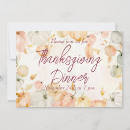 感謝祭ディナーウォーターカラーパンプキン招待状 招待状