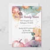 感謝祭ディナーウォーターカラーパンプキン招待状 招待状 (裏面)