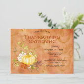 感謝祭ディナーウォーターカラーパンプキン葉 招待状 (スタンド正面)