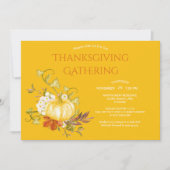 感謝祭ディナーウォーターカラーパンプキン葉 招待状 (正面)