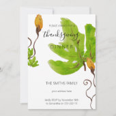 感謝祭ディナーウォーターカラーパンプキン 招待状 (正面)