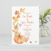 感謝祭ディナーウォーターカラーパンプキン 招待状 (スタンド正面)