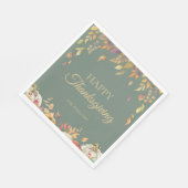 感謝祭ディナーウォーターカラー秋セージ スタンダードランチョンナプキン (角)