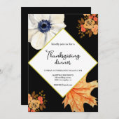 感謝祭ディナーエレガントパーティー秋フローラ 招待状 (正面/裏面)