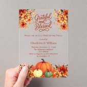 感謝祭ディナーオレンジのカボチャ澄ん花 アクリル招待状 (インサイチュ (ポータブル))