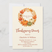 感謝祭ディナーオレンジのカボチャ 招待状 (正面)