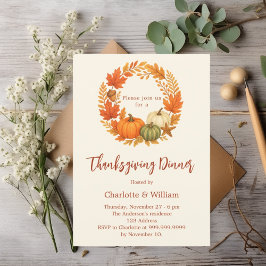感謝祭ディナーオレンジのカボチャ 招待状