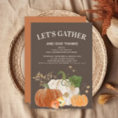 感謝祭ディナーオレンジホワイトパンプキンズブラウン 招待状