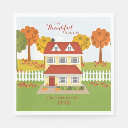 感謝祭ディナーオープンハウス スタンダードランチョンナプキン (正面)