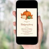 感謝祭ディナーカボチャのレトロオレンジ 招待状