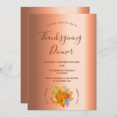 感謝祭ディナーカボチャ収穫銅箔 招待状 (正面/裏面)