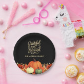 感謝祭ディナーカボチャ黒い感謝賛美 ペーパープレート (パーティー)