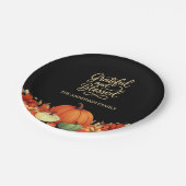 感謝祭ディナーカボチャ黒い感謝賛美 ペーパープレート (アングル)