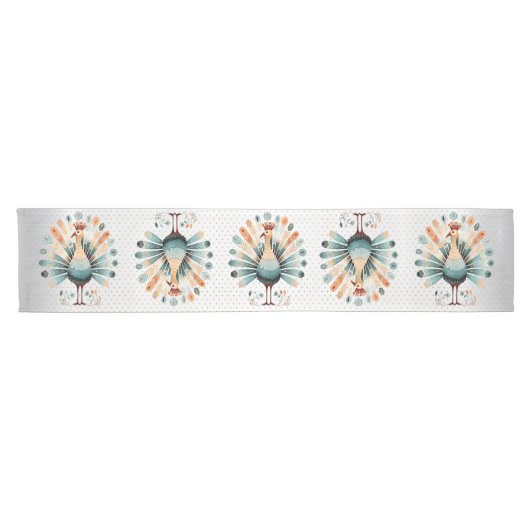 感謝祭ディナーカラフルターキーゴールデンスターズ ショートテーブルランナー (横)