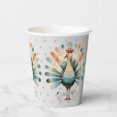 感謝祭ディナーカラフルターキーゴールデンスターズ 紙コップ (裏面)