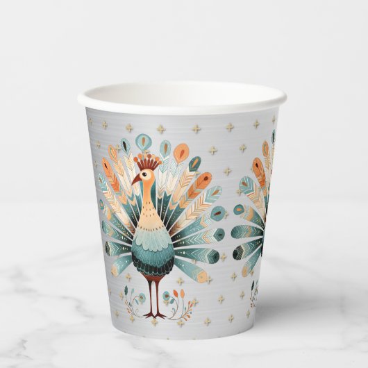感謝祭ディナーカラフルターキーゴールデンスターズ 紙コップ (正面)