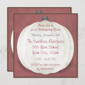 感謝祭ディナーカントリ素朴ーホワイトパンプキン 招待状 (正面/裏面)