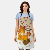 感謝祭ディナーキュイジーカボンプキンパイホットココア エプロン (着用した状態)