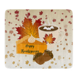 感謝祭ディナーキュイジーカボンプキンパイホットココア カッティングボード