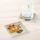 感謝祭ディナーキュイジーカボンプキンパイホットココア ガラスコースター (アングル)