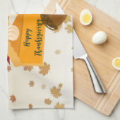 感謝祭ディナーキュイジーカボンプキンパイホットココア キッチンタオル (四つ折り)