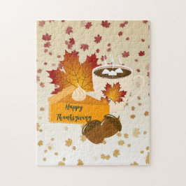 感謝祭ディナーキュイジーカボンプキンパイホットココア ジグソーパズル